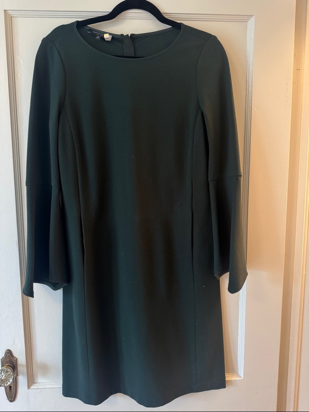 Dark Green Bell Sleeve Shift Dress